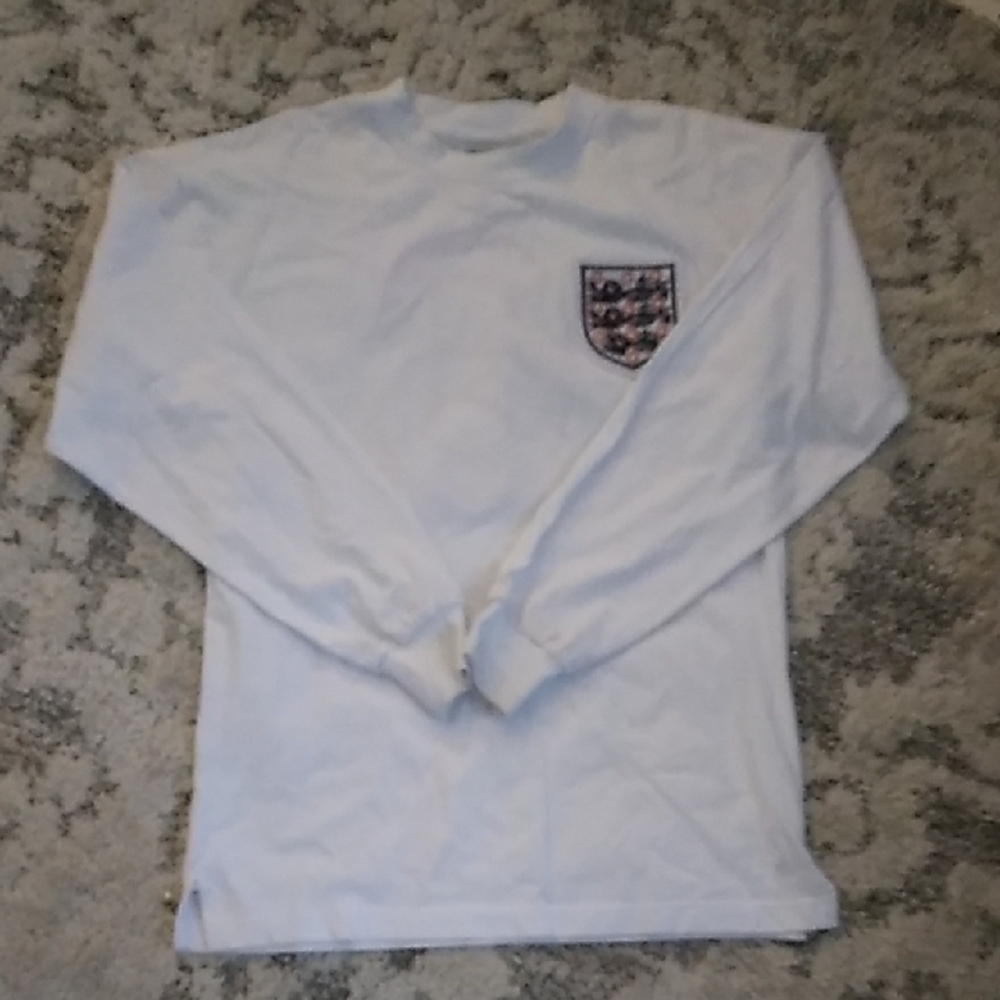 England Soccer White Long Sleeve Shirt